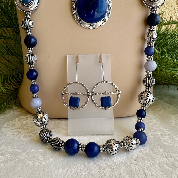 Navy blue jewelry set - Picture 5 of 7